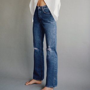 ZARA Ripped High Rise Bootcut Jeans - NWOT